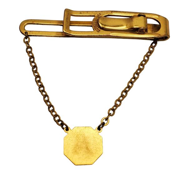 Sailboat Vintage Tie Clip Boating Gold Tone Tack Bar Chain Uneek - Picture 3 of 8